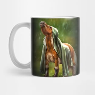 Pony in a raincoat. Mug